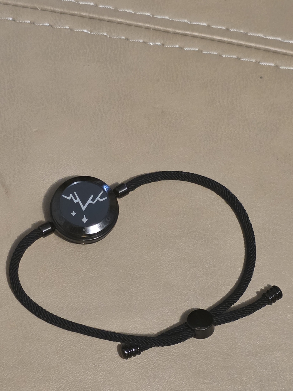 Unbranded Unisex Black Adjustable Rope Bracelet with Round Accent